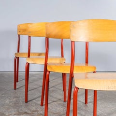 1970's French Red Metal Stacking Dining Chairs - Set Of Four