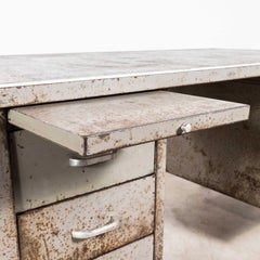 1950's Original Steel Double Drawer Industrial Desk