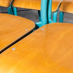 1960's French Mullca Stacking Dining Chairs Vivid Blue Model D - Set Of Nine