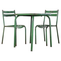 1950's Original French Outdoor Table And Chair Set - Two Chairs