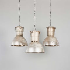 1960s Industrial Spun Aluminium Ceiling Pendant Lamps/Light Shades - Various Qty