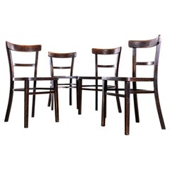1950's Dark Oak Single Bar Dining Chairs - Set Of Four
