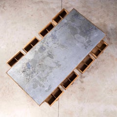 1950's Large French Rectangular Zinc Top Dining Table
