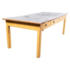 1950's Large French Rectangular Zinc Top Dining Table