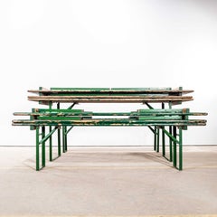 1950's Green Ex Army Large French Folding Bench & Table Set