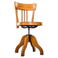 Silla de oficina giratoria francesa de madera curvada de los años 50