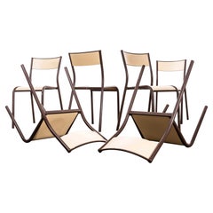 1970’s French Mullca Cream Laminate Stacking Dining Chairs - Set Of six