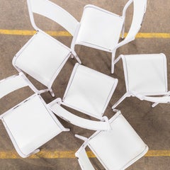 1970’s French Mullca All White Laminate Stacking Dining Chairs - Set Of Six