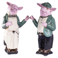 1940's Plaster Butchers Display Characters - Pair