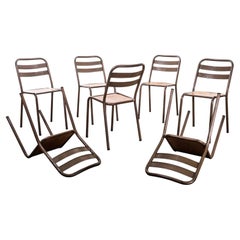 1950’s Original Khaki French Tolix T2 Dining Chair – Set Of Seven