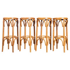 1970’s Blonde Bentwood Bar Stools - Set Of Four