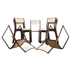 1970’s French Mullca Cream And Chocolate Laminate Stacking Dining Chairs