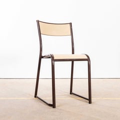 1970’s French Mullca Cream And Chocolate Laminate Stacking Dining Chairs