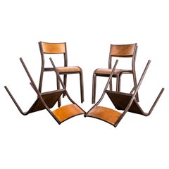1960’s Chocolate Mullca Stacking Dining Chair – Beech Seat – Set Of Six