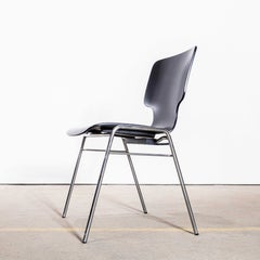 1970's Ebonised Formed Dining Chair - Chrome Legs