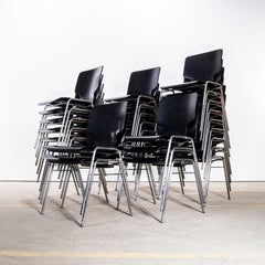 1970's Ebonised Formed Dining Chair - Chrome Legs-set of 4