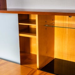1960's Mid-Century Cupboard With Eight White Drawers