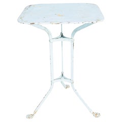 1950's Simple Light Blue French Square Outdoor Metal Table