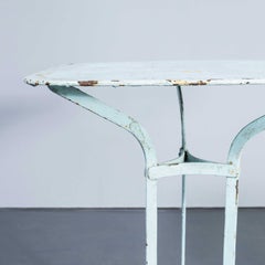 1950's Simple Light Blue French Square Outdoor Metal Table