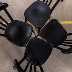 1940’s Tall Dark Oak Bentwood Dining Chairs – Set Of Four
