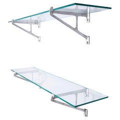 1950's French Cast Aluminium Butchers Shelving - Two Shelves