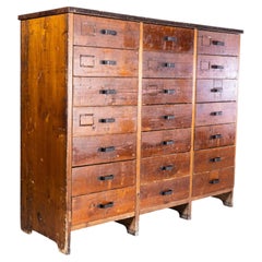 1950's Orginal French Workshop Bank Of Drawers - Twenty One Drawers