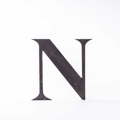 1950's Original Large French Metal Shop Signage Letters - Letter N