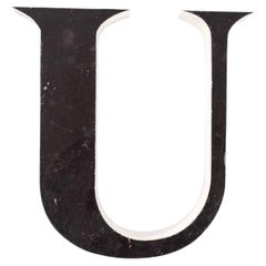1950's Original Large French Metal Shop Signage Letters - Letter U