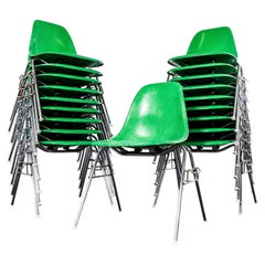1960's Original Eames DSS Stacking Vivid Green Fibreglass Dining Chair