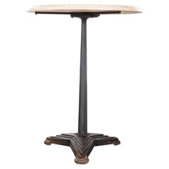 Mesa de bistró francesa de los años 70 con base de fundición y tablero blanco