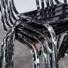 1950's French ArtProg Sky Black Metal Stacking Outdoor Chairs