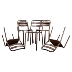 1950’s Original Khaki French Tolix T2 Dining Chair – Set Of Seven