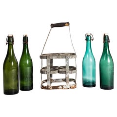 1950's French Bottle Carrier And Bottles