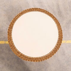 1970's French Wicker Table With Laminated Top