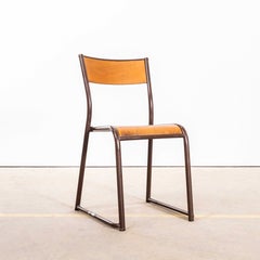 1970’s French Mullca Chocolate Sled Stacking School Dining Chairs