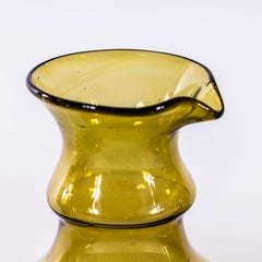 Contemporary Amber-Green Moroccan Mouth Blown Glass Jugs