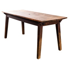 1940's Solid Pitch Pine Brewers Scrubbed Top Dining Table