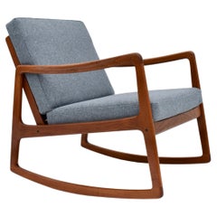 Ole Wanscher Model 120 Teak Rocking Chair with Kvadrat Fabric