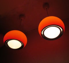 Pair Of Two Italian Space Age 1970s Bud Pendants by Harvey Guzzini