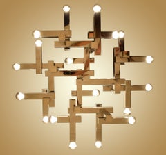 Large 1970s Italian "Metric" Chandelier in Chrome by Gaetano Sciolari