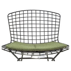 Knoll by Harry Bertoia Chaises de salle à manger d'appoint Bertoia noires et vertes, ensemble de 2