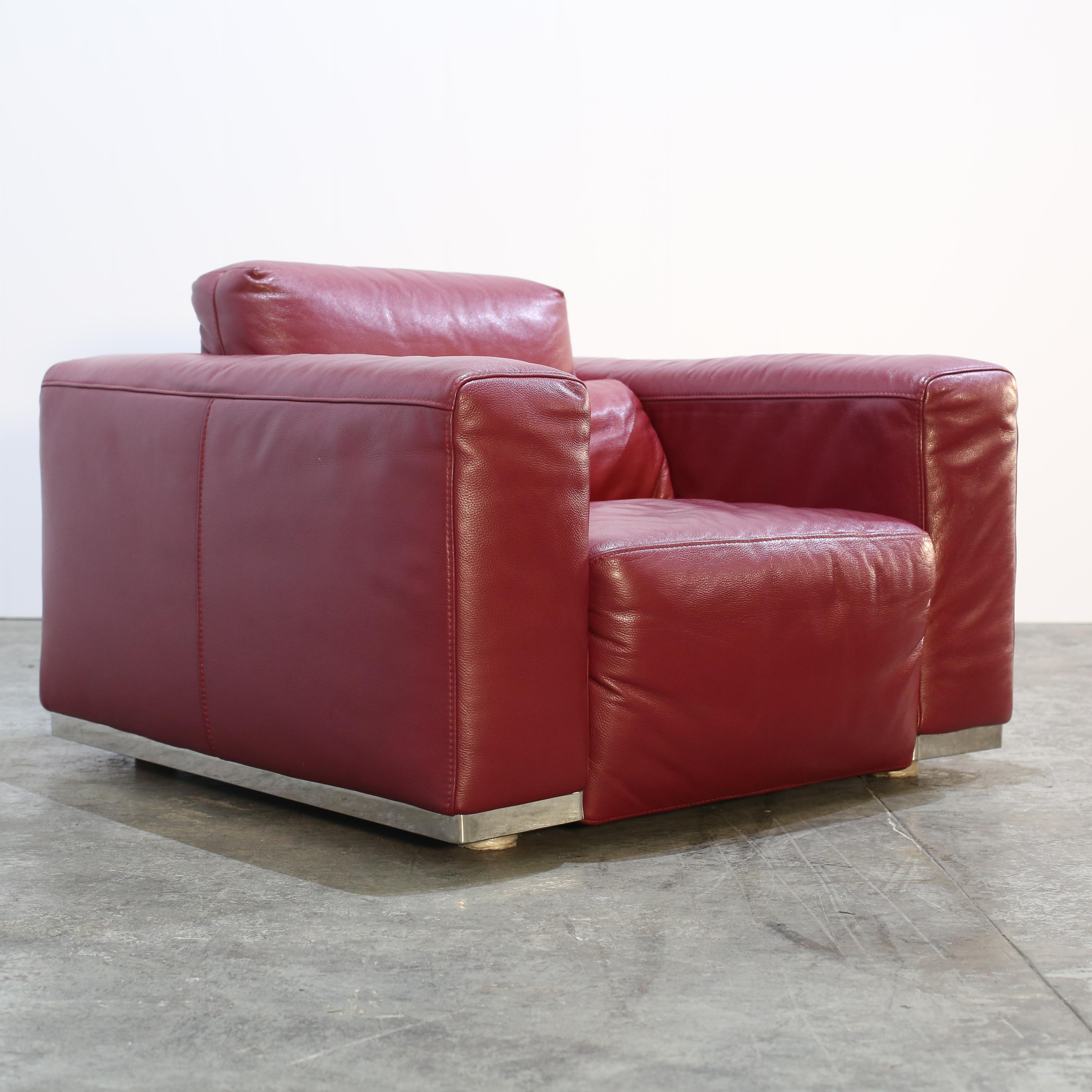 Contemporary Kesterport Red Leather Armchair For Sale