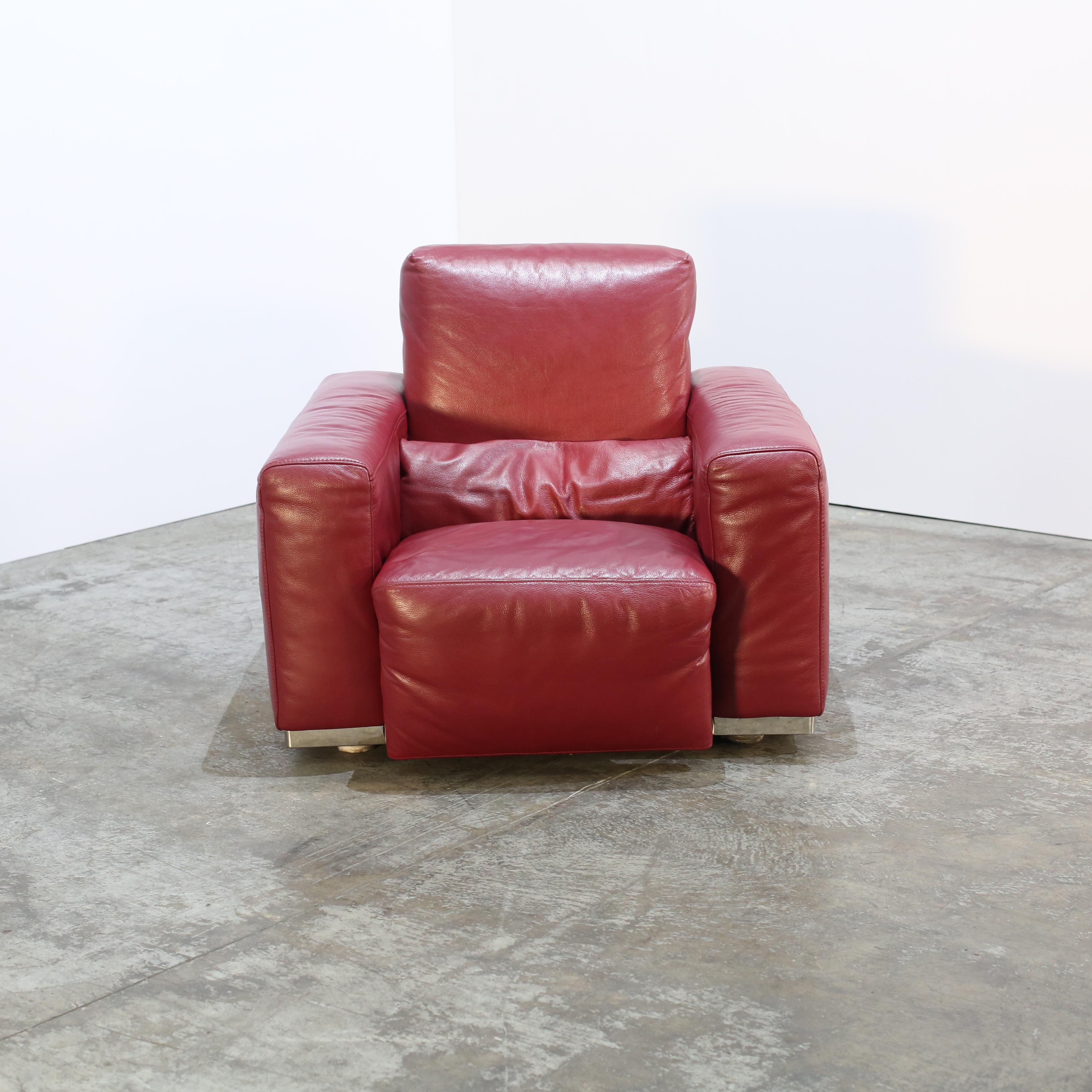 Kesterport Red Leather Armchair For Sale 1