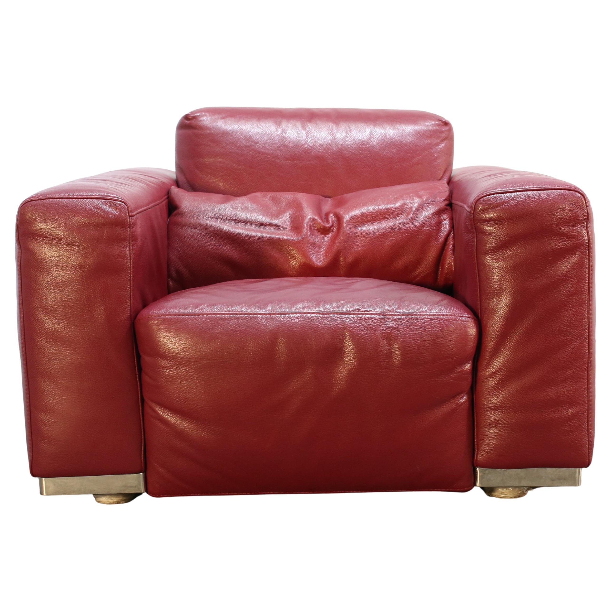 Kesterport Red Leather Armchair For Sale