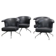 Frighetto Leather Swivel Chairs, Set of Four