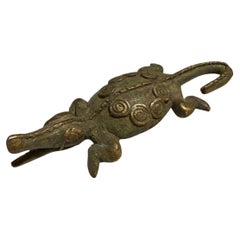 Bronze Animal Sculpture - African, Baule Ivory Coast Bronze Crocodile, Unique