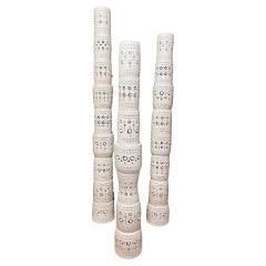 Georges Pelletier 3 TOTEM Floor Lamps in White Enameled Ceramic, 2021