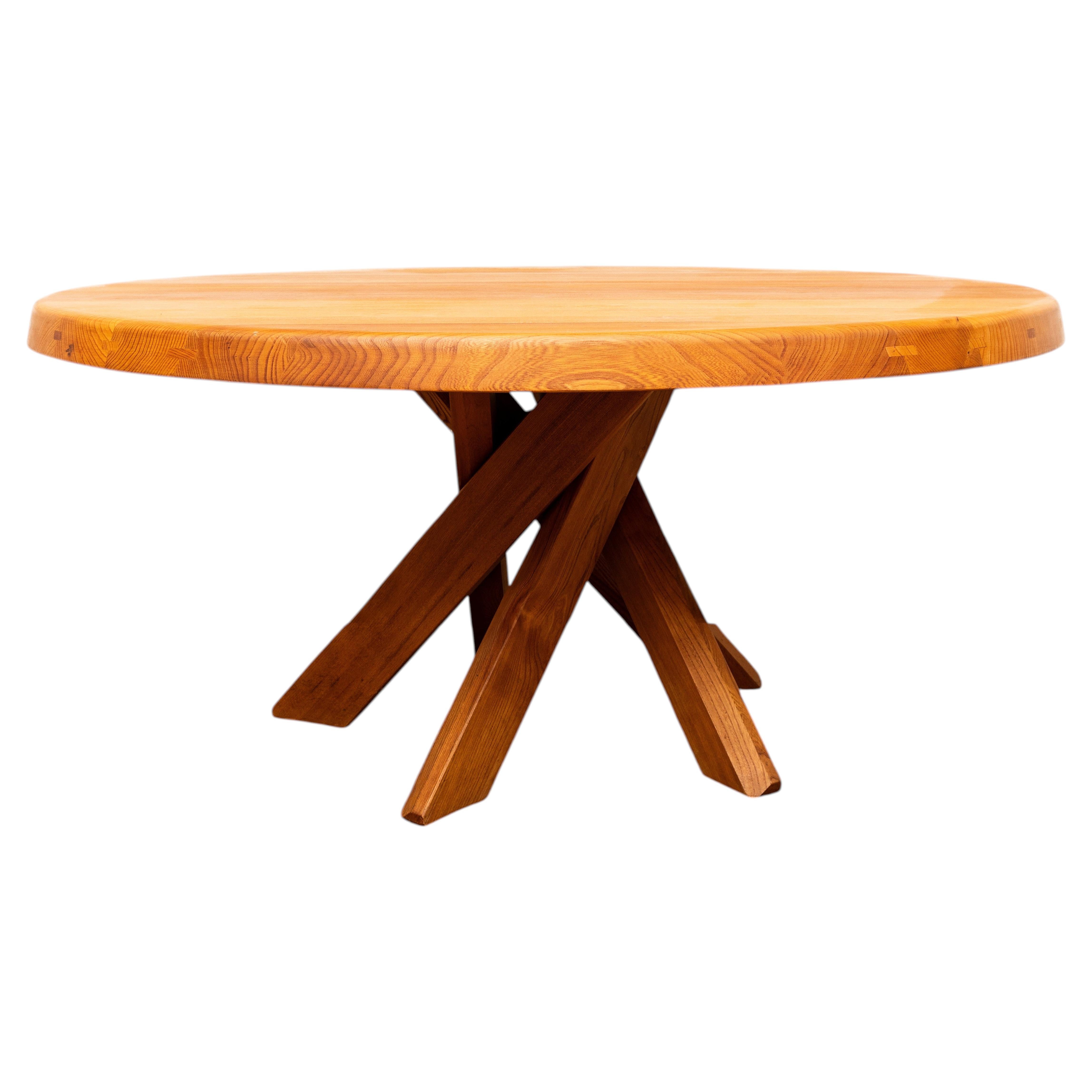 Pierre Chapo, 'Sfax' T21E, Dining Table, Solid French Elm, 1970's For Sale
