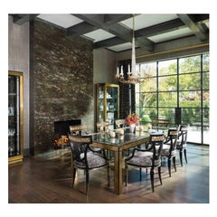 Pair Modern Black Lacquered & Brass Curio Display Cabinets by Mastercraft