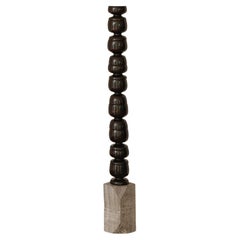 ARIA TOTEM I, Black High Gloss and Marble Sculpture by Rebeca Cors